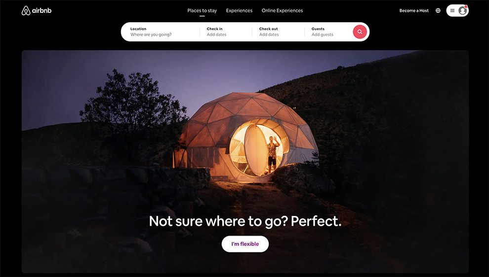 AirBnB homepage design