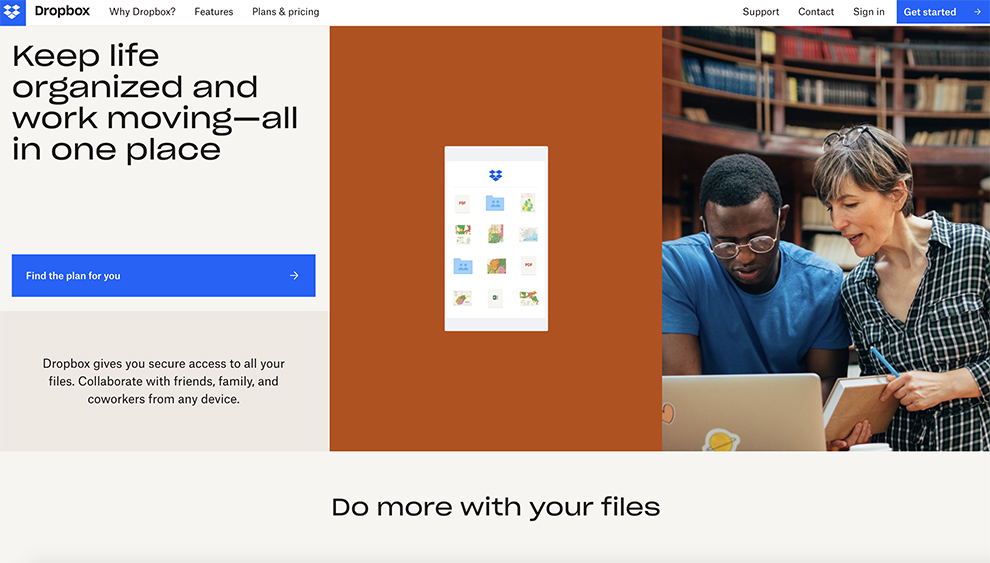 Dropbox homepage design