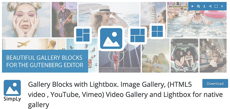 Gallery Blocks with Lightbox. Image Gallery, (HTML5 video , YouTube, Vimeo) Video Gallery and Lightbox for native gallery