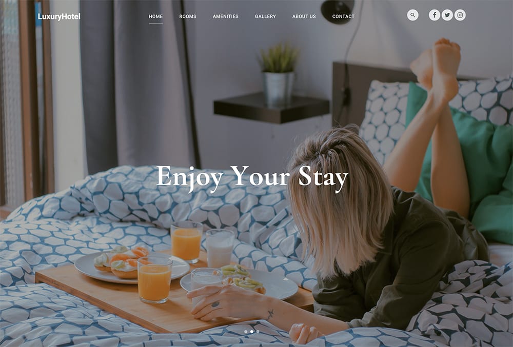 Luxury Hotel is a free elegant HTML template designed by Joefrey Mahusay. With its modern design and typography and beautiful reveal animations