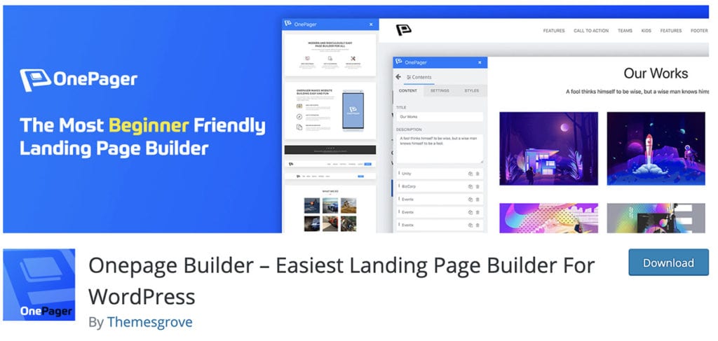 Onepage Builder – Easiest Landing Page Builder For WordPress