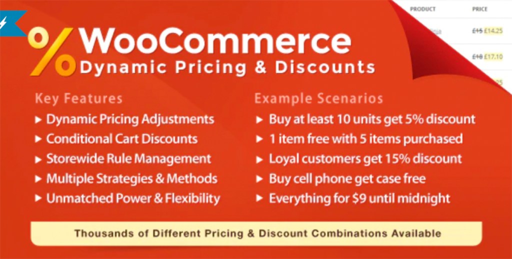 WooCommerce Dynamic Pricing & Discounts is an all-purpose pricing and promotion tool for online retailers. Its power lies in its flexibility