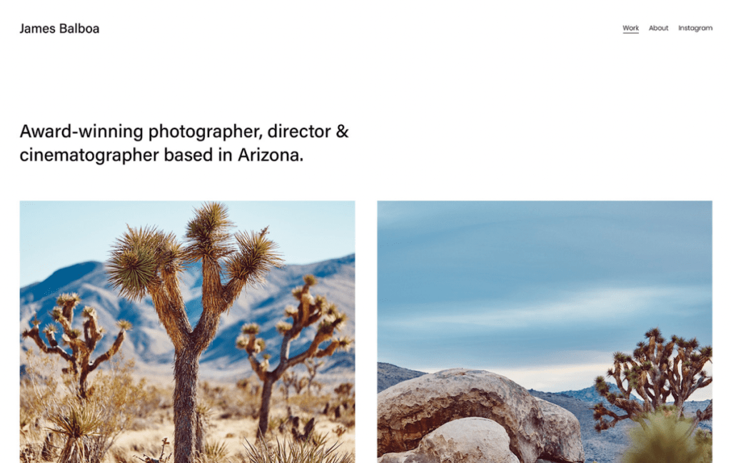 Balboa photography squarespace template