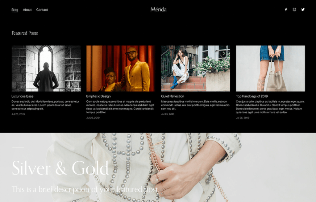 Merida unique fashion Squarespace template