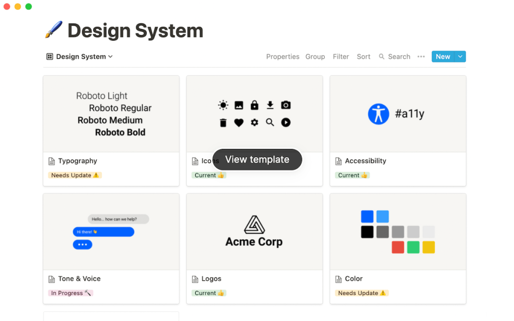 Notion design system template free