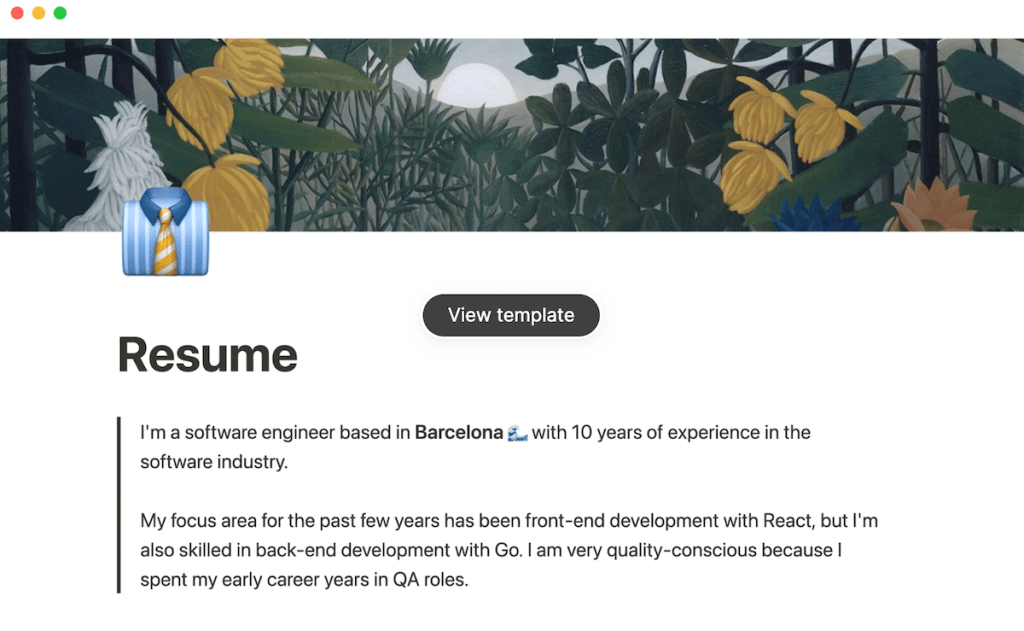 Resume Notion Template