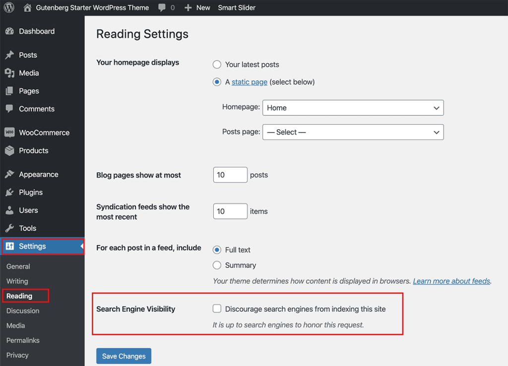 WordPress Search Engine Visibility 