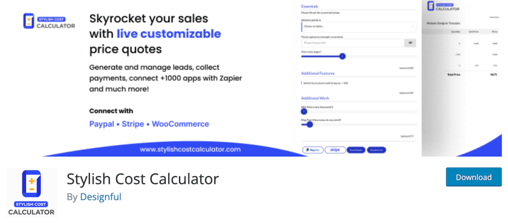 Stylish Cost Calculator WordPress Plugin Best